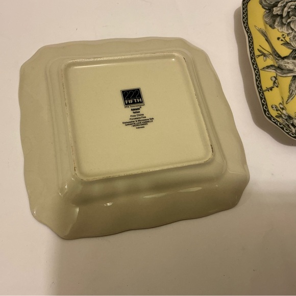 222 Fifth Adelaide Pattern Appetizer Plate Yellow Toile set of 2 A10